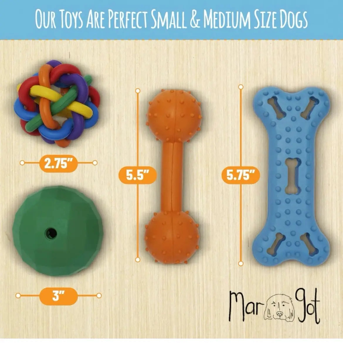 Fetch Toys for Dogs to Keep Them Occupied - Colorful Durable Dog Toy Bundle for Moderate Chewers - Puppy Enrichment Toys Promote Teeth Cleaning, Eliminate Boredom & Provide Hours of Fun - 4 Pack