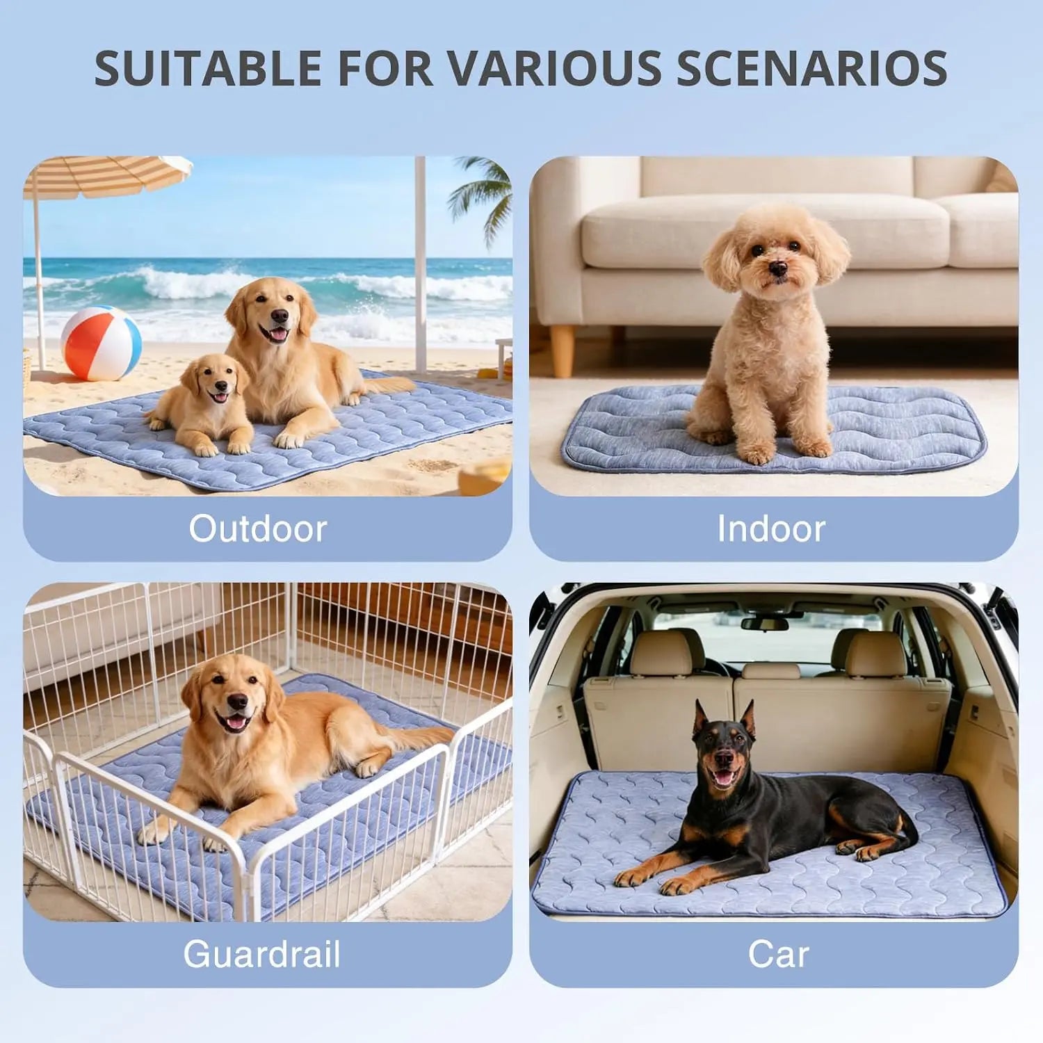 Premium Cooling Mat for Large Dogs - Extra Thick & Durable Gel-Free Pet Cooling Pad, Safe Non-Slip Washable Summer Blanket for Crate & Home