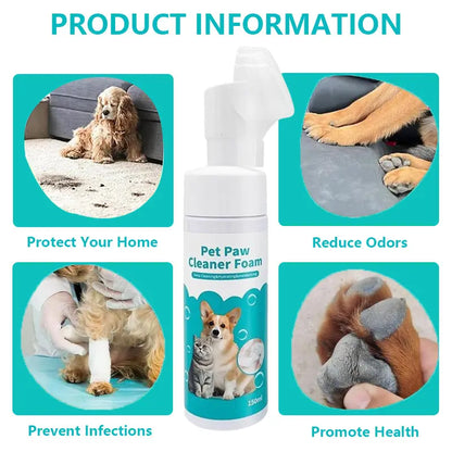 Ultimate No Rinse Dog Paw Cleaner & Puppy Paw Washer - Easy-to-Use Silicone Brush with Gentle Plant-Based Foam - 150ml Natural Oils for Cats & Pets