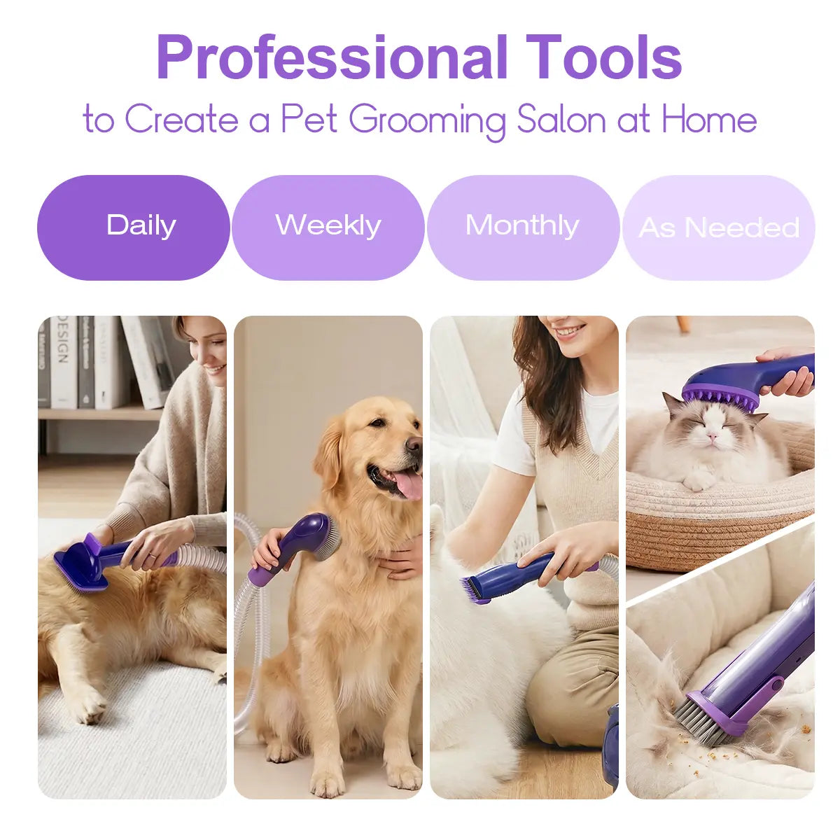 Anlecity Professional Dog Grooming Vacuum with 3 Suction Modes, 6-In-1 Pet Groomer Kit with 3L Large Cup, Cordless Electric Clippers & 5 Grooming Tools, High-Efficiency Pet Hair Removal System for Dogs & Cats