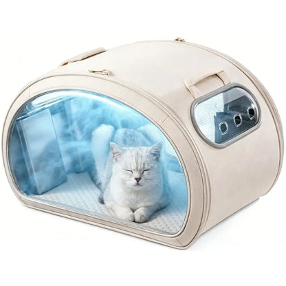Pecute Pet Cooling House - Portable Bubble View Pod with Detachable Cooling Blanket, Full-View Window, Insulated Wall, Fiberglass Rods, No-Assembly Design, All-Season, Folds Flat for Small Dogs/Cats (Indoor & Travel Use)