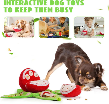 Nocciola 4-In-1 Watermelon Dog Enrichment Toys, 3 Squeaky Slices with a Rind Snuffle Mat for Treats Hunting Fun, Hide and Seek Puzzle Toy for All Breeds Interactive Chew