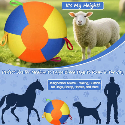 Explorinox 9.8In Heavy-Duty Herding Ball for Dogs with Anti-Burst Core & Dog-Friendly Handles Jumbo Size 25Cm Diameter Perfect for Active Play Exercise