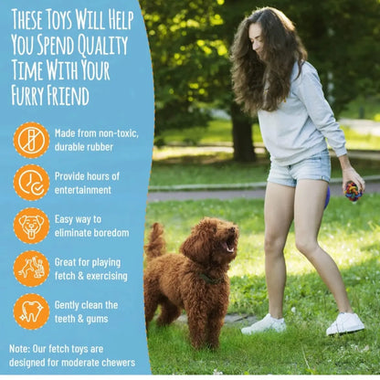 Fetch Toys for Dogs to Keep Them Occupied - Colorful Durable Dog Toy Bundle for Moderate Chewers - Puppy Enrichment Toys Promote Teeth Cleaning, Eliminate Boredom & Provide Hours of Fun - 4 Pack