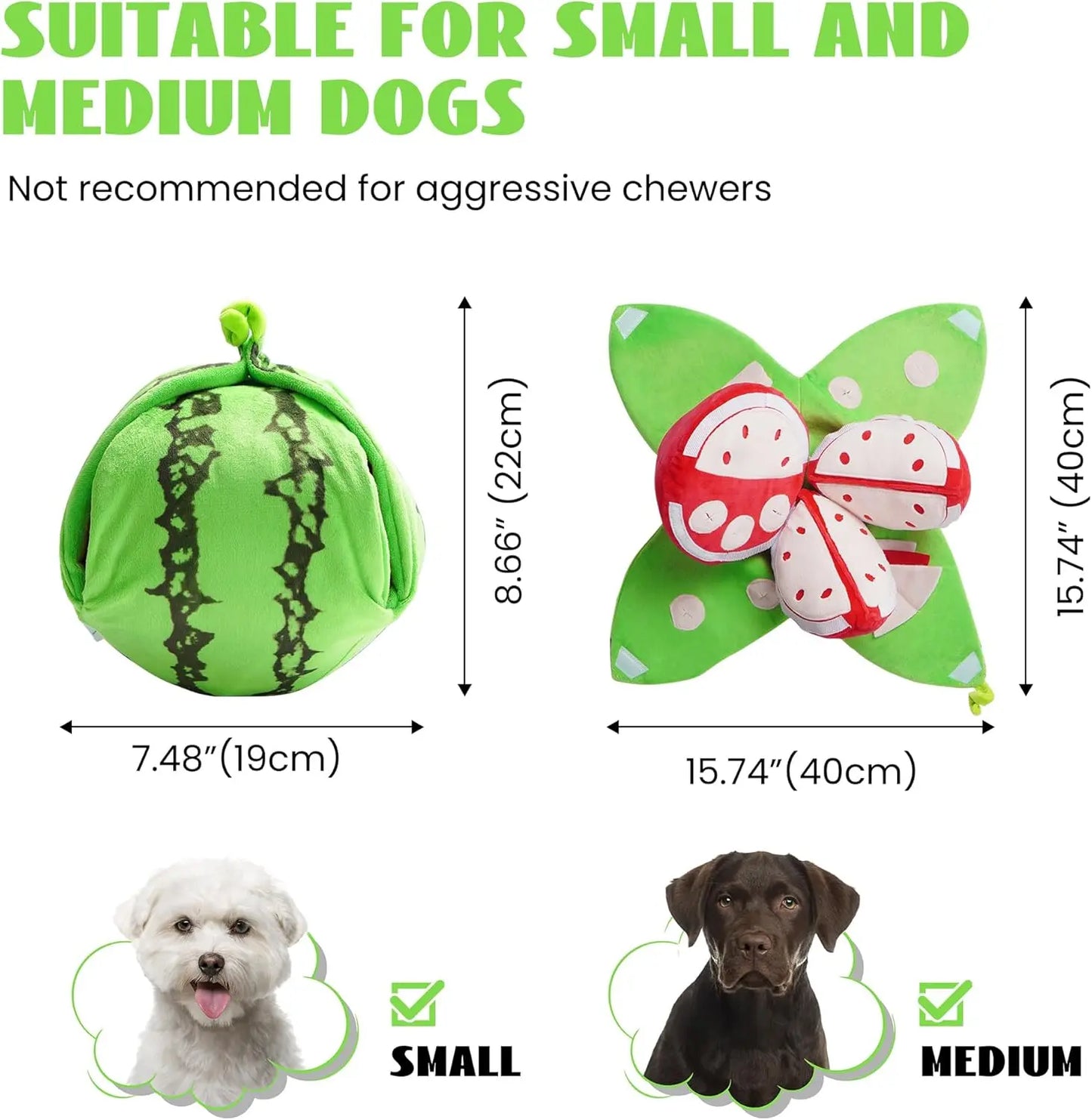 Nocciola 4-In-1 Watermelon Dog Enrichment Toys, 3 Squeaky Slices with a Rind Snuffle Mat for Treats Hunting Fun, Hide and Seek Puzzle Toy for All Breeds Interactive Chew