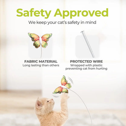 Exciting 3-in-1 Motion Activated Cat Toy with Spinning Butterfly, Rolling Ball & Shooting Ribbon - Rechargeable & Safe for Interactive Kitten Fun!