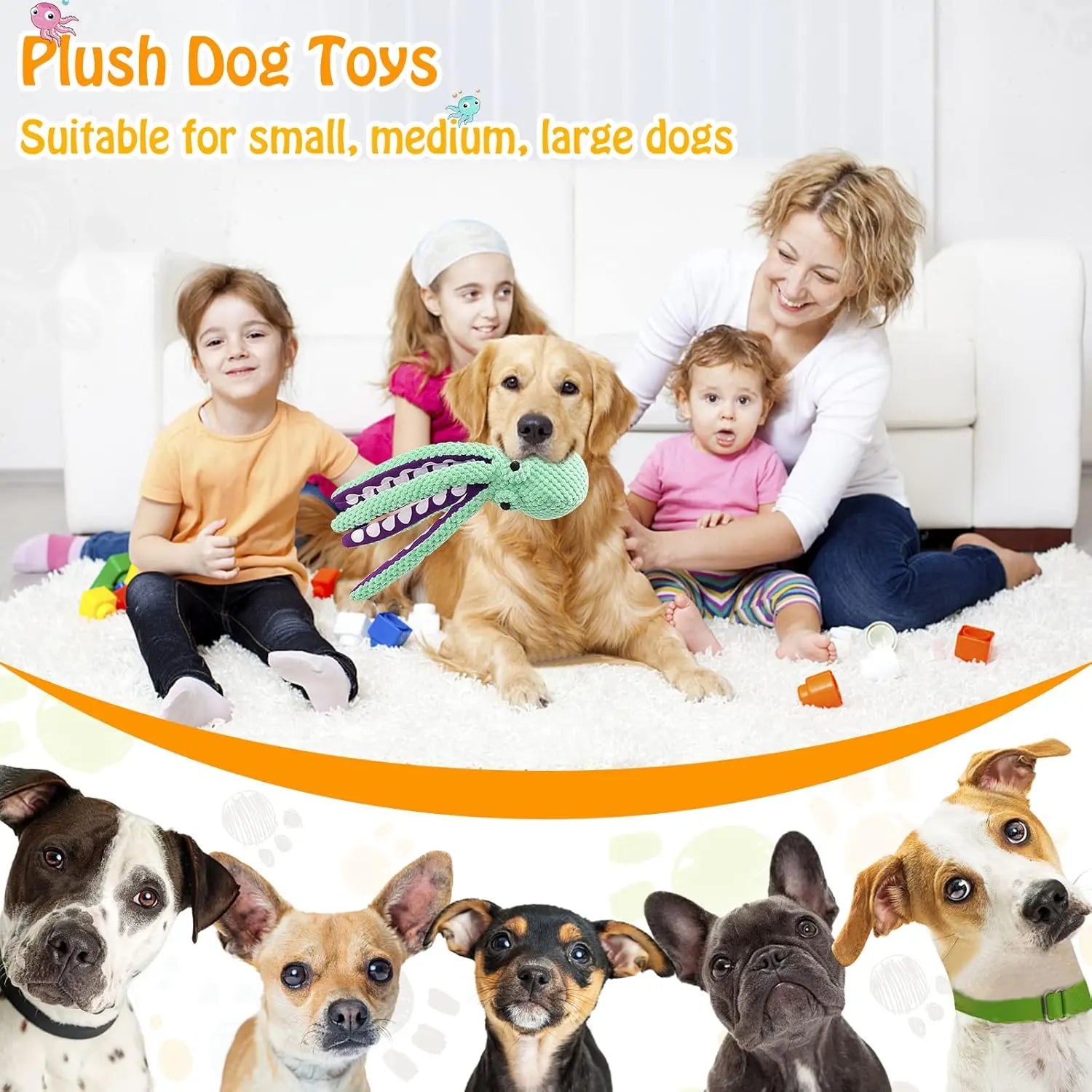 MRWJ Interactive Chew Plush Dog Toys - Chewable Squeak Toys, Durable Fabric, Soft Sound-Producing Mechanism for Large Dogs, Interactive Squeak Toys