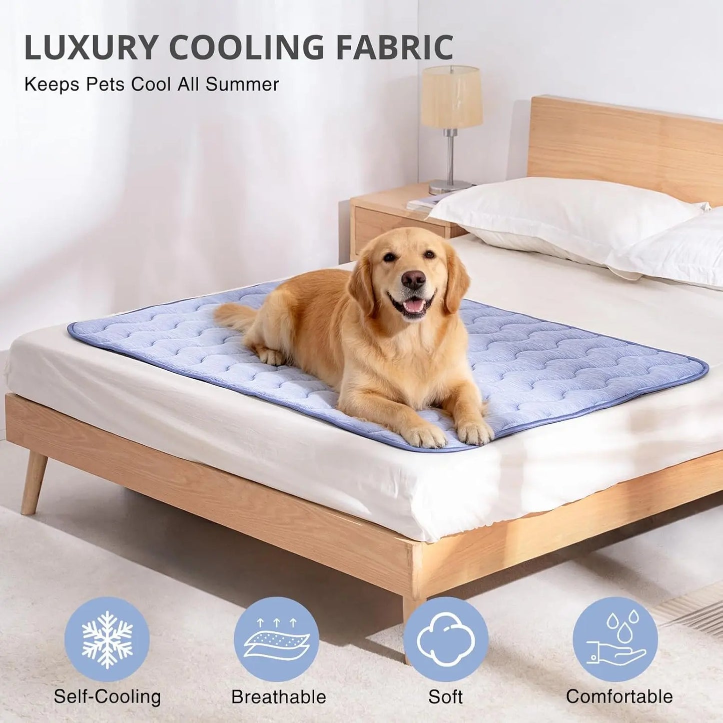 Premium Cooling Mat for Large Dogs - Extra Thick & Durable Gel-Free Pet Cooling Pad, Safe Non-Slip Washable Summer Blanket for Crate & Home