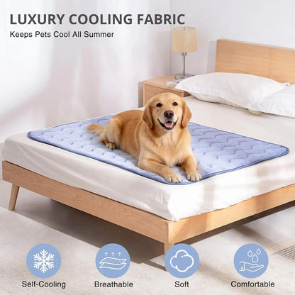 Premium Cooling Mat for Large Dogs - Extra Thick & Durable Gel-Free Pet Cooling Pad, Safe Non-Slip Washable Summer Blanket for Crate & Home